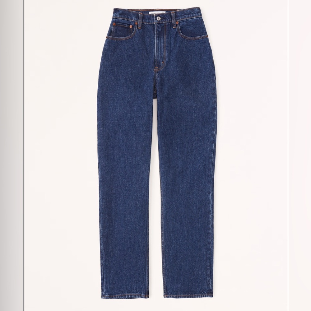 Abercrombie Curve Love Ultra High Rise 90s Straight Jean in Dark, 27L (tall)